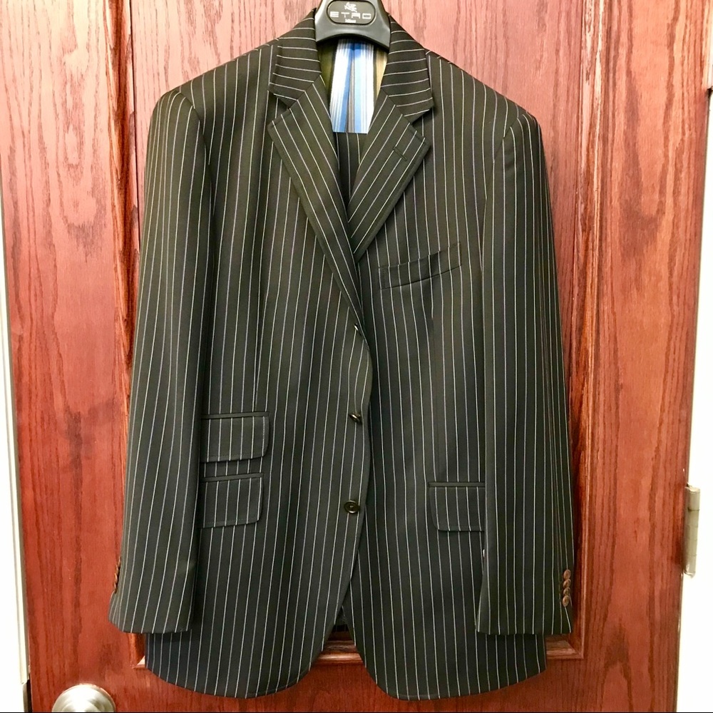 ETRO Milano Flat Front Pin Striped Suit